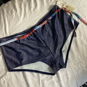 XOXO Navy Bikini Shorts with Colorful Belt L